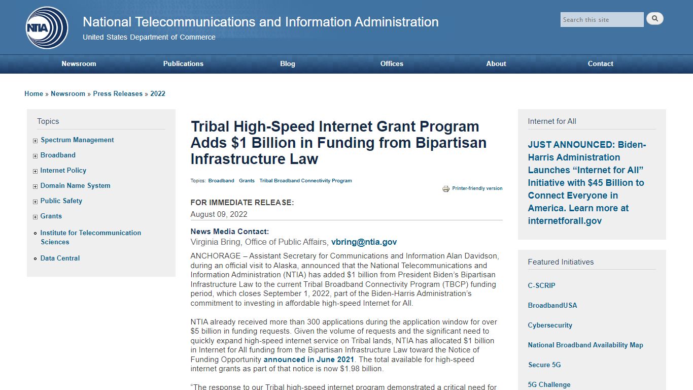 Tribal High-Speed Internet Grant Program Adds $1 Billion in Funding ...